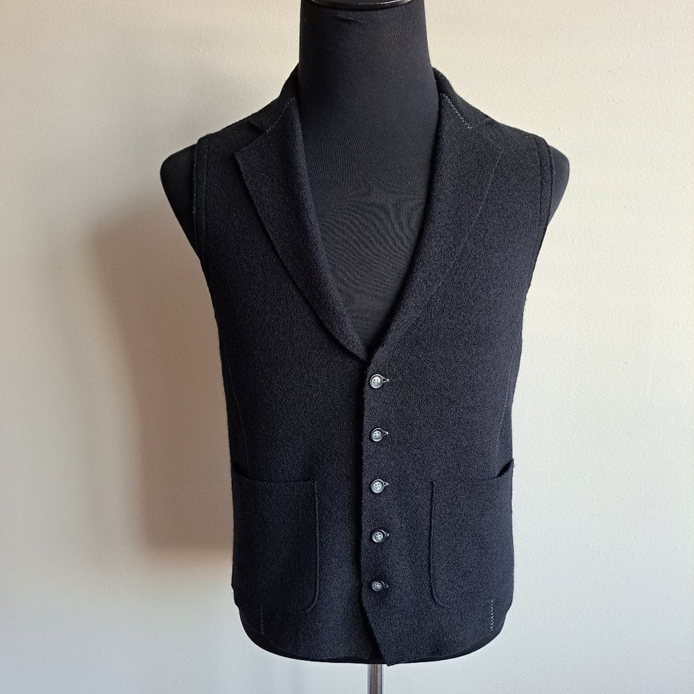 NEW Phil Petter Black 100% Merino Wool Knitwear Vest Size S